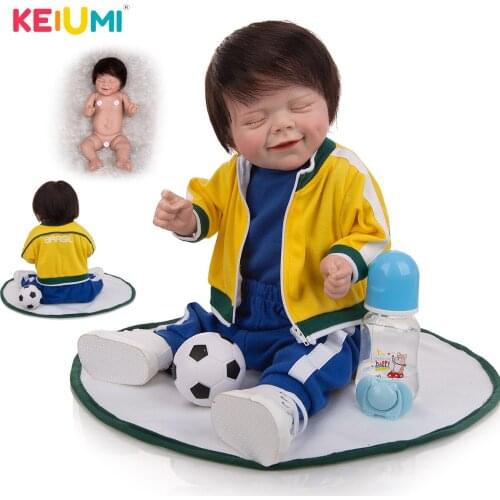 KEIUMI 19 Inch Cute Rooted Eyelashes Reborn Babies Dolls Soccer Suit Fast Delivery Alive Newborn Baby Doll For Childrens Toys