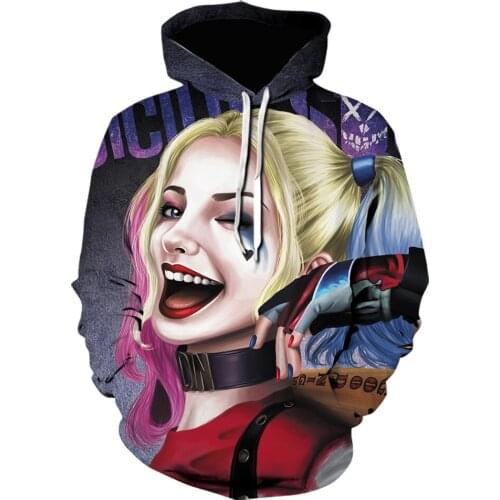 Hot selling Gothic Joker man hoodies 3D Print teens Movie Clown Sweatshirt cosplay Fashion Pullover brand design hoodie girl 5xl