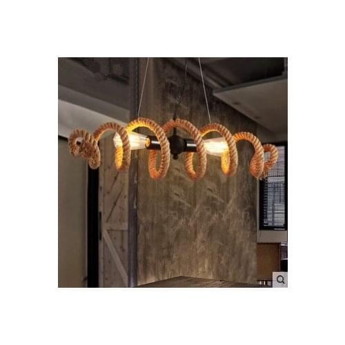 Loft Led E27 Edison Bulb, Wrought Iron pipe Hemp Rope Pendant or Ceiling Lamp Retro Bar Cafe American Country industrial Light