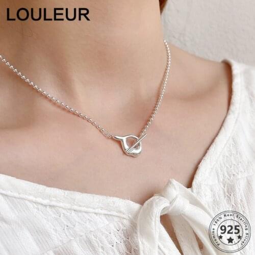 LouLeur Irregular 925 Sterling Silver Necklace Bead Chain Necklace Alien OT For Women Girls Fine Jewelry All-Matched 2021