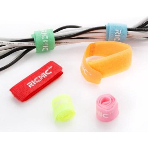 6pcs Pack Colorful Reusable Magic Tape Cord Winder Cable Holder Ties Wrap Wire Band Fastener Home Office Organiser