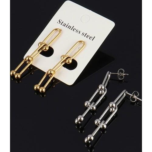 Fashion Stainless Steel Earring U Chain Drop Earrings For Women Unusual Long Chain Earring Women Jewelry Earring Earrings