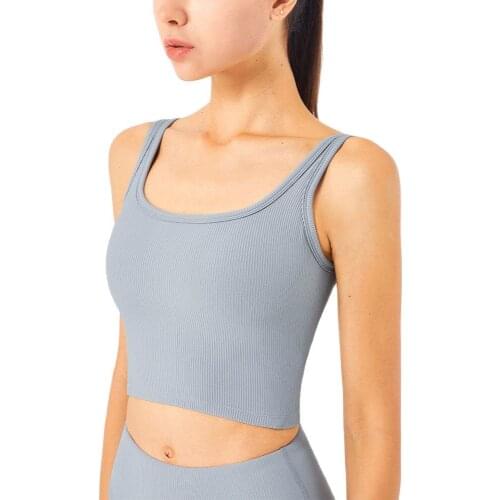 Sleeveless Solid Yoga Blouse Sports Top Workout Women Push-up Fitness Vest Breathable Gym Bra Padded Running Underwear Training