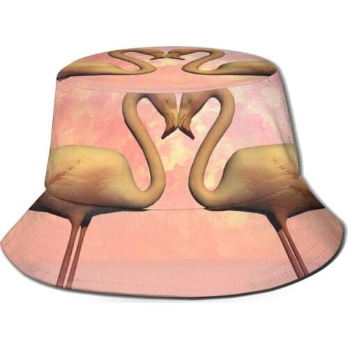 CINESSD Flamingos In Love (4) Unisex Casual Sun Hat Bucket Hat for Men Women Bob Hip Hop Caps Summer Fisherman Hat Panama