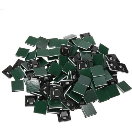 Pohiks 100pcs Square Self Adhesive Cable Tie Base Mounts Bases Sticky Socket 12.5mm