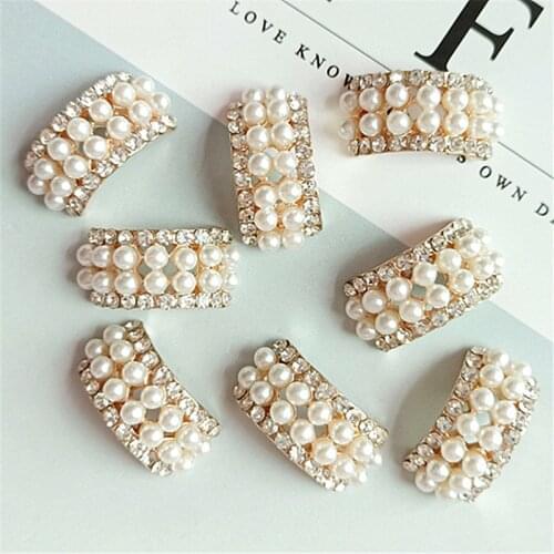 10pcs/lot Arch Rhinestone Diamond Pearl Buttons Alloy Diy Handmade Hair Accessories Necklace Mobile Beauty Key Ring jewelry
