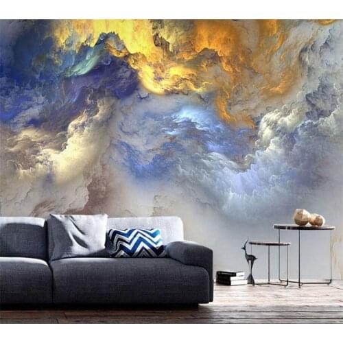 Custom light luxury American wallpaper abstract modern living room bedroom TV background wall covering blue clouds 3D wallpaper