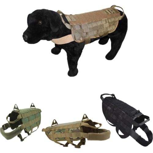 Tactical Vest For Dog Training Hunting Service Dog Harness Molle Nylon Military Patrol K9 Dog Vest Clothes Hunting Vest Gear