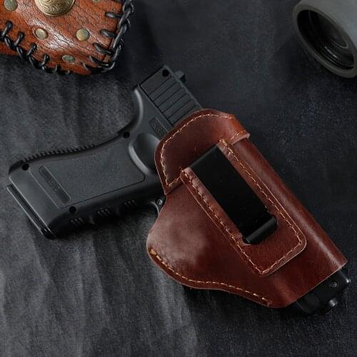 Outdoor New Waist Bag Leather Stealth Tactical Hidden Small Holster With Clip Left And Right Hand G17 Leather Holster