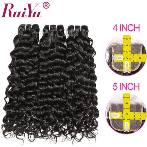 Water Wave Bundles With Closure 100% Human Hair Bundles With Closure With Baby Hair Remy Brazilian Hair Weave Bundles RUIYU Hair