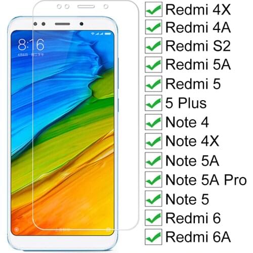 9H Tempered Glass For Xiaomi Redmi 5 Plus 5 5A S2 4A 4X 6 6A Screen Protector Glass Note 4 4X 5 5A 6 Pro Safety Protective Glass