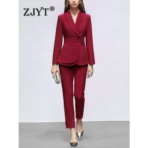 Женские брючные костюмы двойка ZJYT China At AliExpress