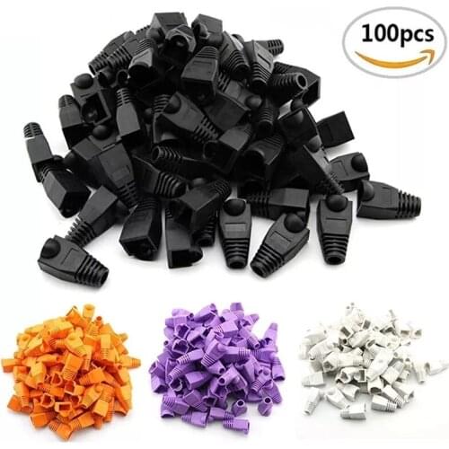 100pcs Colorful Cat6 Cat5 Ethernet Network Cable RJ45 Connector Caps Strain Relief Boot