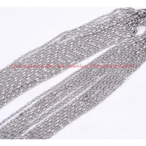 16-40" 100pcs/Lot DIY Ball Bead Chain Silver color Stainless Steel 1.5/2/2.4/3.2mm Chain Hanging Pendant Necklace High Quality