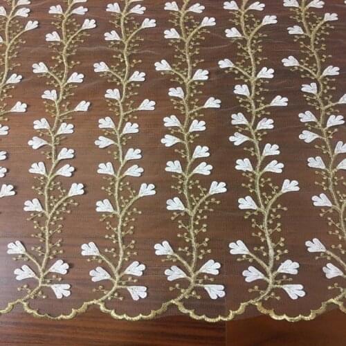 3d floral tulle lace fabric exquisite embroidery gauze fabric with gold thread wedding bridal lace fabric by the yard