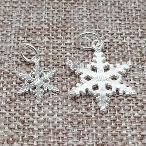 925 Sterling Silver Snowflake Charms Snow Flake Winter Pendants for Bracelet Necklace