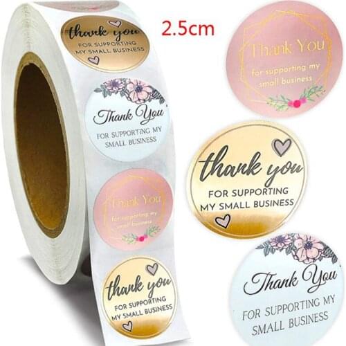 500pcs/roll Thank You Stickers Sealing Labels Adhesive Round Paper Sticker Party Favors Packaging Supplies Soap Label Stickers