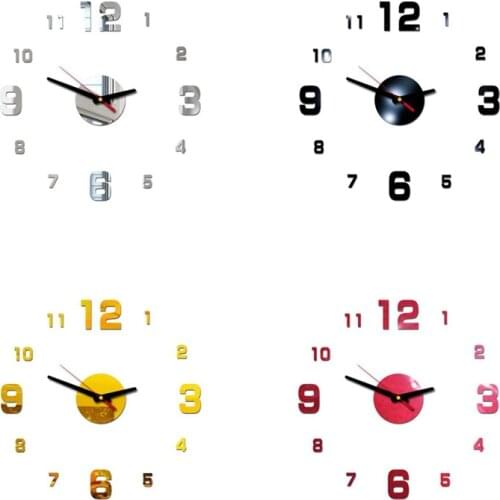Creative Acrylic Wall Clock Diy Small Size Mirror Wall Clock 3d Personality Wall Sticker Clock