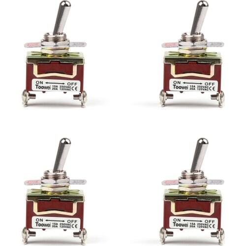 Artudatech 4Pcs 2 Terminal 2Pin ON/OFF 15A 250V Toggle Switch Screw SPST Industrial Grade Parts