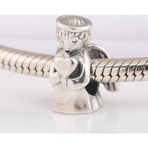 Authentic S925 Angel Wings Of Love Heart Bead Charm fit Lady Bracelet Bangle DIY Jewelry