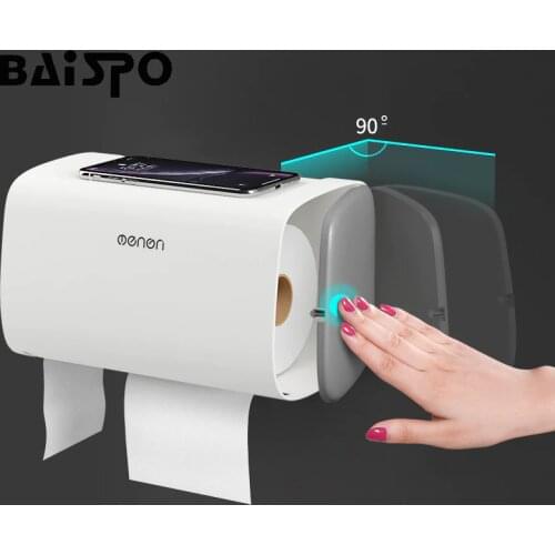 BAISPO Bathroom Waterproof Toilet Paper Holders Wall Mounted Storage Box Double Layer Plastic Paper Holders Portable Tissue Box