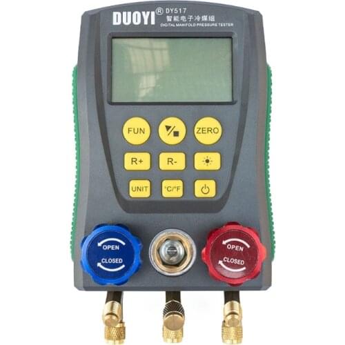 K1KA Refrigeration Digital Manifold Gauge Meter HVAC Vacuum Pressure Temperature Tester Maintaining Air-Conditioner DY517