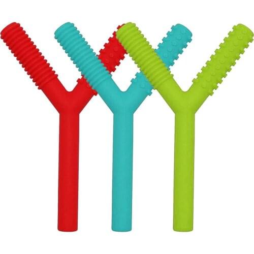 Y Shape Baby Hollow Tube Teether Toy Infants Soother Nursing BPA Free Baby Teeth Sensory Chew Molar Stick Avoid Eat Finger Toy