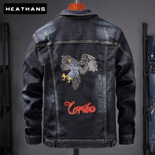 Spring Autumn Jean Jackets Mens New Embroidery Denim Jackets For Male Japanese Printed Single Breasted Long Sleeve Mens Jacket