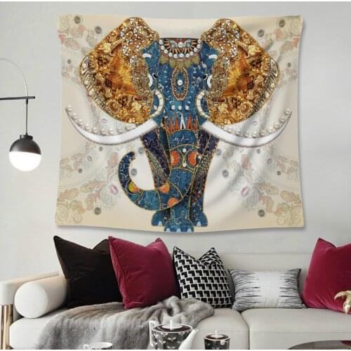 Hot Selling Auspicious Peacock Open Screen Tapestry Sacred Culture Elephant Decorative Cloth Exquisite Gift Textile