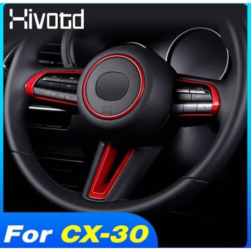 Hivotd Steering Wheel Trim Button Frame Interior Decoration Moulding Accessories Car Styling For Mazda CX-30 CX30 2020 2021