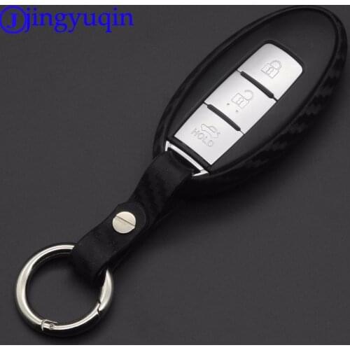Jingyuqin 2/3B Carbon Silicone Car Key Case For Nissan Qashqai J10 J11 X-Trail t31 t32 kicks Tiida Pathfinder Murano Note Juke