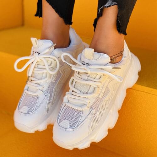 Women Lace Up Sneaker 2021 Woman Mesh Vulcanized Female Sports Shoes Ladies Breathable Flats Womens Footwear Autumn Smmer