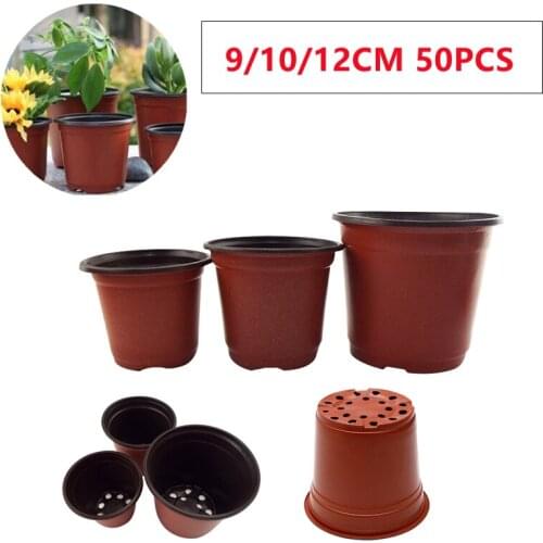 50Pcs Round Flower Pot Holder Nursery Planter Grow Box Nursery Seedlings Flower Plant Container for Home Garden Home Decor