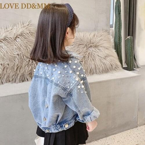 LOVE DD&MM Girls Jackets Children Clothing Princess Pearl Denim Lace Decoration Baby Outerwear Coat Kids Costumes