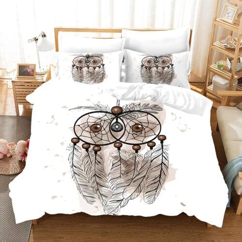Dreamcatcher Owl Bedding Set Animal Comforter 3D Print Luxury Duvet Cover Set Home Textile Decor Queen King Single Size Fantasy