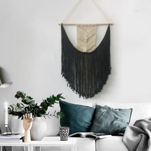 Macrame BOHO Tapestry Tassel Cotton Rope Handmade Nordic Art Wall Hanging Tapestries for Living Room Bedroom Home Decor Z010