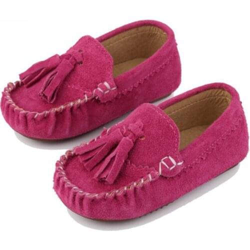 Size 21-30 Toddler Girl Shoes Cute Tassel Moccasins Spring Autumn Children Slip on Flats Girls Genuine Leather Shoes