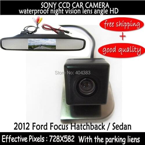 4.3 Inch Car Rear View car mirror monitor Parking Monitor with Car sony ccd Reverse Camera for2012 Ford Focus Hatchback / Sedan