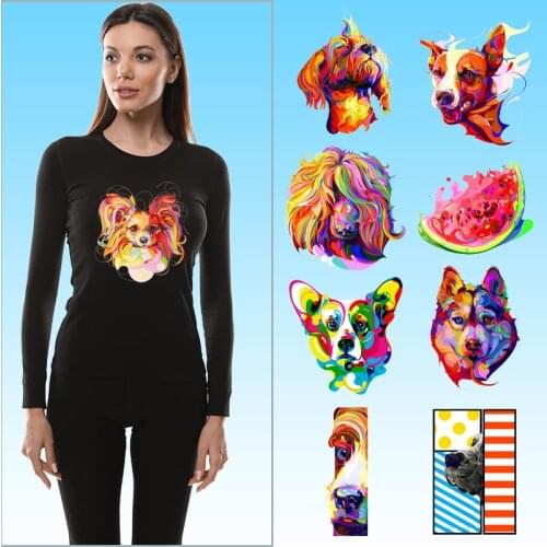 Dogs Paintings Watermelon Heat Transfer PVC Patch Heat-sensitive patches Ironing stickers Garment Accessories DIY Appliques