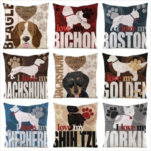 45cm*45cm **Dog Poster** Inimitated Silk Fabric Throw Pillow Covers Couch Cushion Cover Home Decorative Pillows Pillow Case