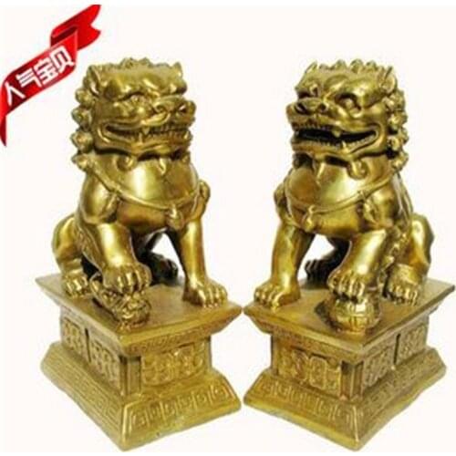 A pair of lions with pure copper Fengshui in Kaiguang
