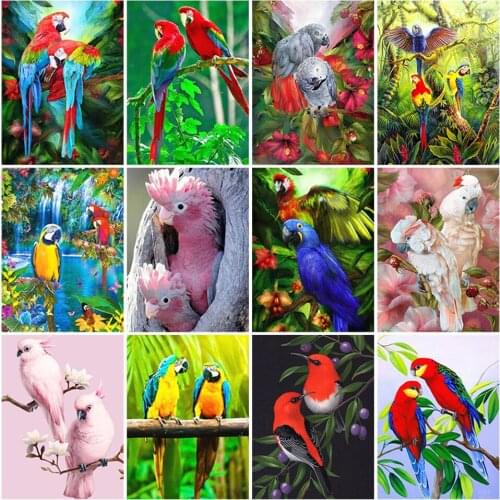 Full Square Diamond Painting Parrot Animals Bird Mosaic Diamond Embroidery Scenery Cross Stitch Home Decoration New Year Gift