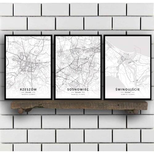 Rzeszow Sosnowiec Swinoujscie Szczecin Tarnow Torun Tychy Walbrzych Warsaw Wloclawek Wroclaw Zabrze Zielona Poland Map Poster