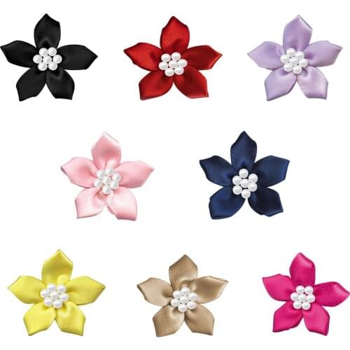 Mix Satin Ribbon Bow Flower Pearl Bead DIY Fashion Headwear Accessories Handmade Craft Project Sewing Hats Shoes Wedding Flowers