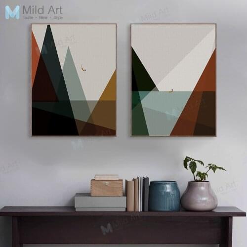 Modern Abstract Minimalist Mountain Sea Posters and Prints Vintage Retro Wall Art Picture Nordic Room Home Deco Canvas Painting