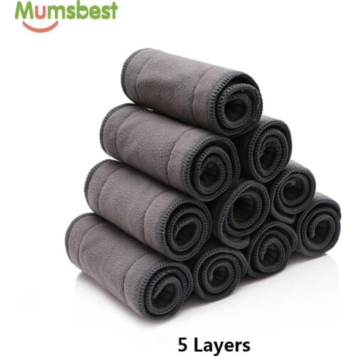 [Mumsbest] 10PCS 2-Layer Charcoal and 3-Layer Microfiber Inserts Reusable Keep Day Fast Baby Cloth Diaper Nappies One Size