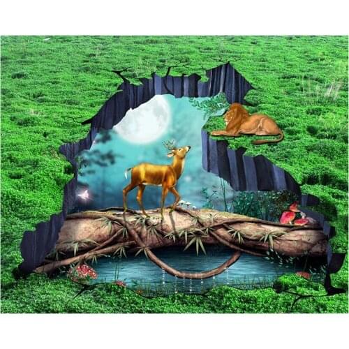 Wellyu Customized large-scale mural pvc floor personality fashion fairy tale forest animal kingdom 3D three-dimensional floor