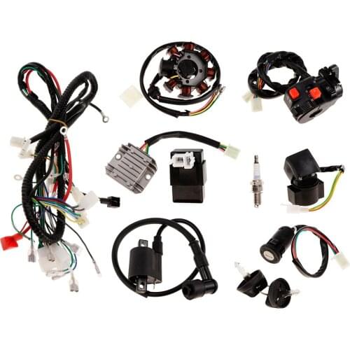 1 set Wiring Harness Loom CDI Ignition Coil Spark Plug Rectifier Key Switch Kit for 150cc 250cc ATV Dirt Bike Magneto Stator