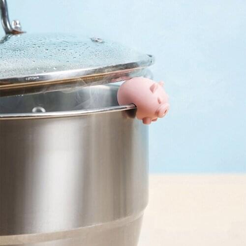 1pcs Cute Cartoon Silicone Pot Holder Pot Lid Holder Clips Kitchen Cooking Prevent Overflow Tool Kitchen Accessories