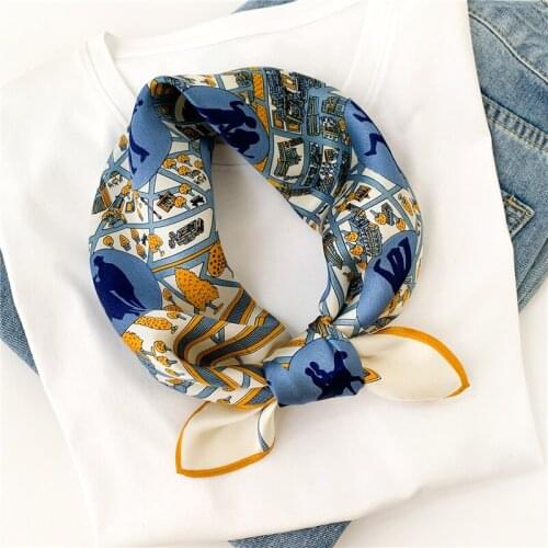 2021 Design Real Silk Hair Scarf Fashion Lady Small Neck Kerchief Foulard Female Bandana Spring Scarves Women Hairband New